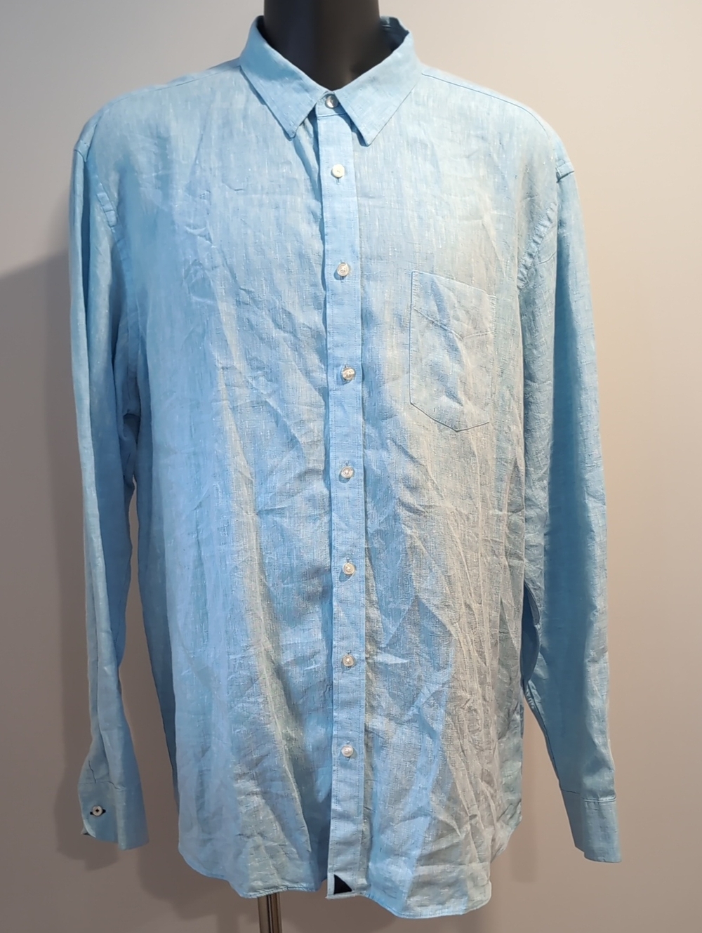 Untuckit Light Blue Men’s Linen Button-Up Shirt XXXL Tall Long Sleeves 3XLT